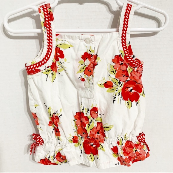 Janie and Jack Camellia Fully Lined 100% Cotton Floral Pattern Sleeveless Blouse - Picture 4 of 12